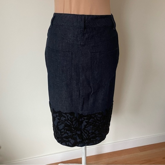 All Saints ALLSAINTS Blue Swyni Denim Hand Beaded Jean Pencil Skirt EUC Size 4 - Picture 7 of 12